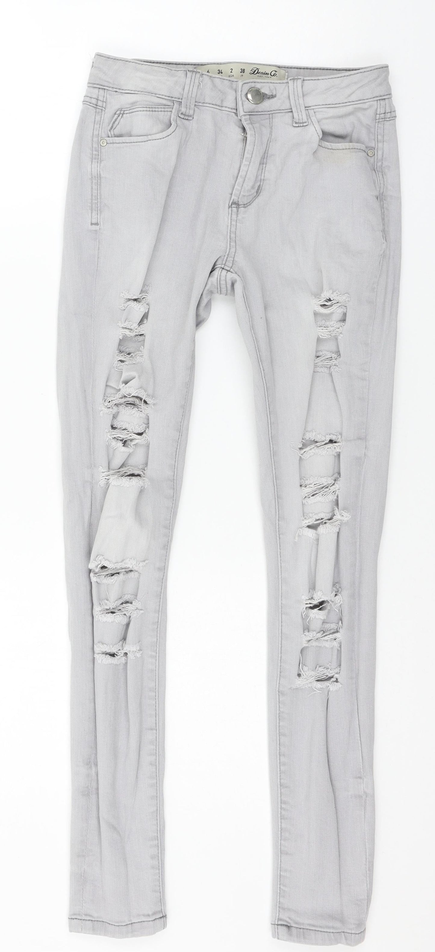 Denim & Co. Womens Grey  Denim Skinny Jeans Size 6 L27 in