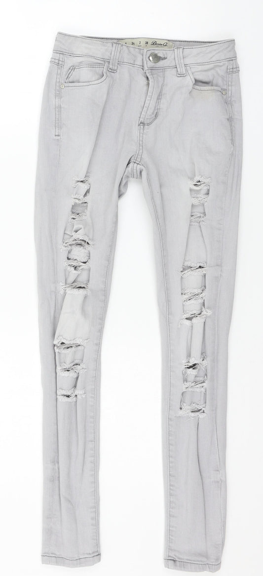 Denim & Co. Womens Grey  Denim Skinny Jeans Size 6 L27 in