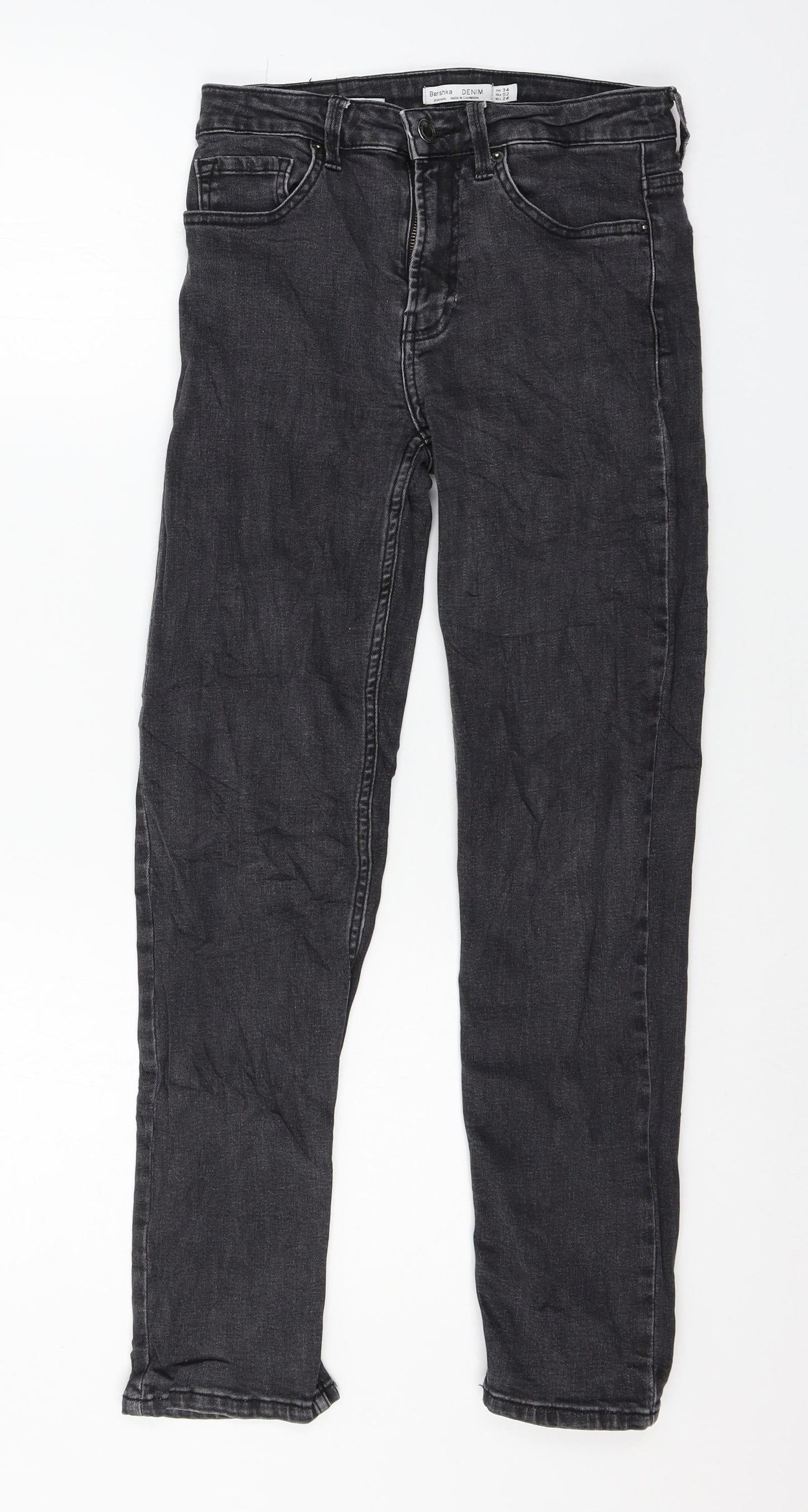Bershka Womens Grey  Denim Straight Jeans Size 6 L26 in