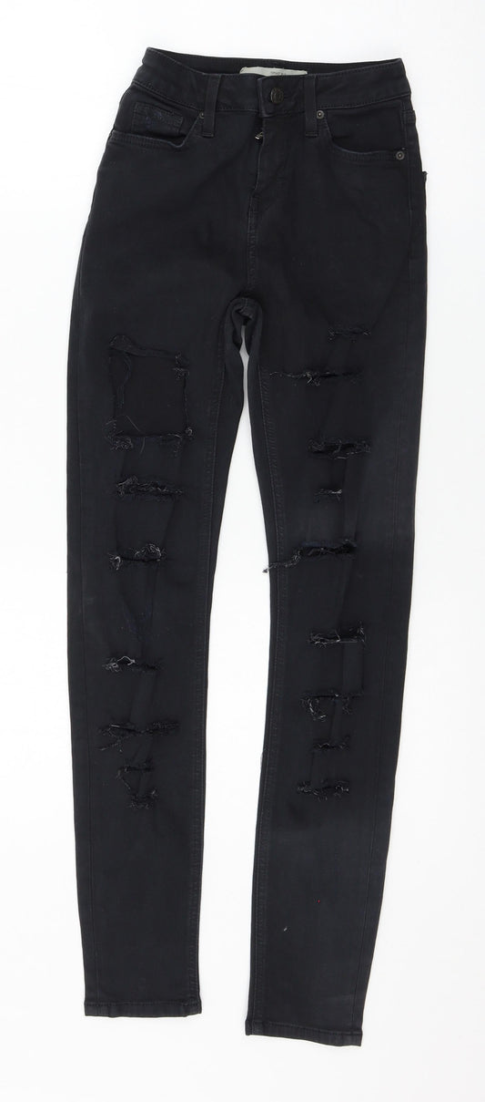 Topshop Womens Black  Denim Skinny Jeans Size 25 in L32 in