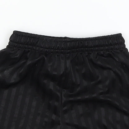 Preworn Boys Black Striped Denim Sweat Shorts Size 5-6 Years