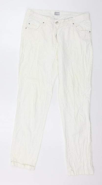 Womens UK Size M Preworn Regular Fit  White Trousers