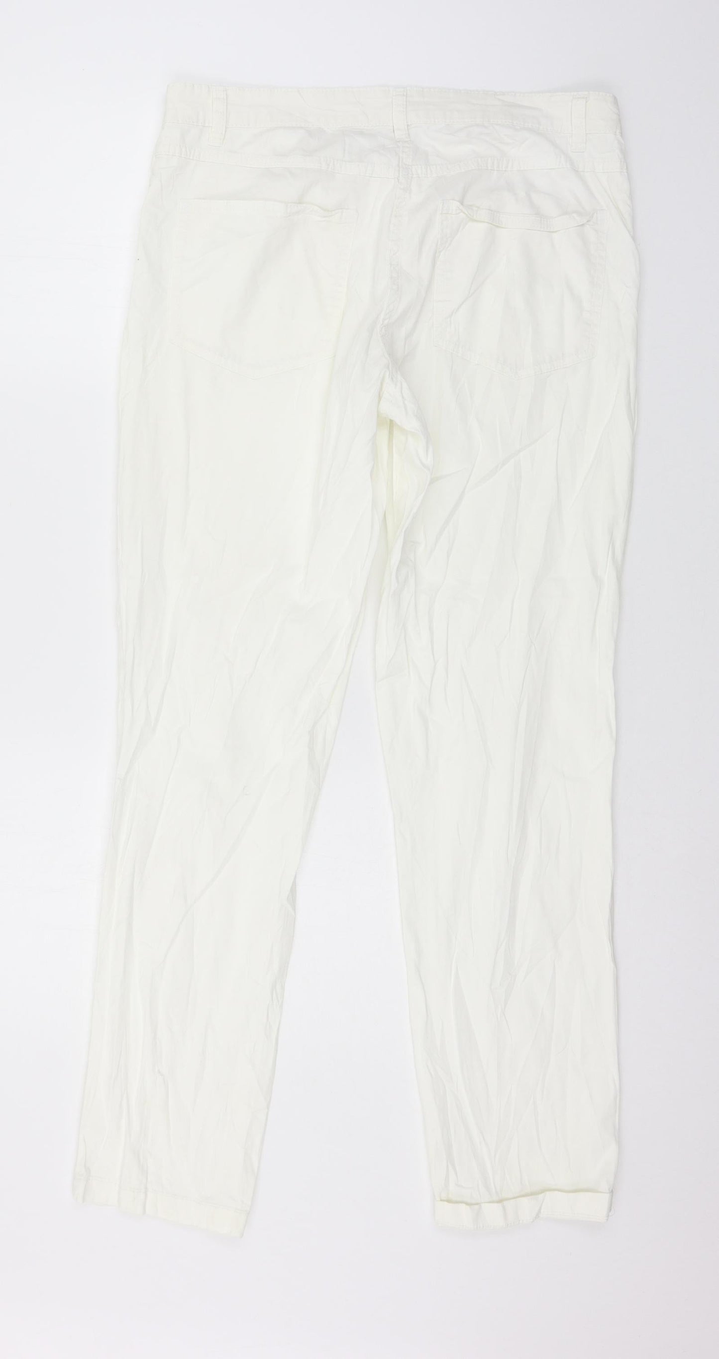 Womens UK Size M Preworn Regular Fit  White Trousers