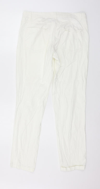 Womens UK Size M Preworn Regular Fit  White Trousers