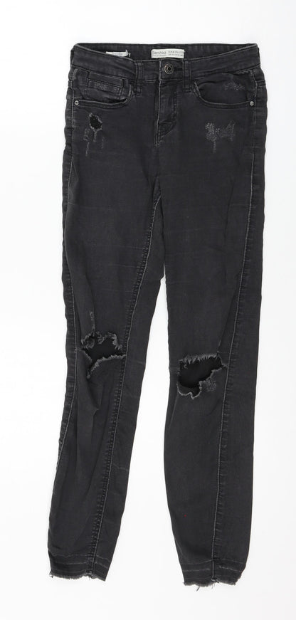 Bershka Womens Grey  Denim Skinny Jeans Size 6 L27 in
