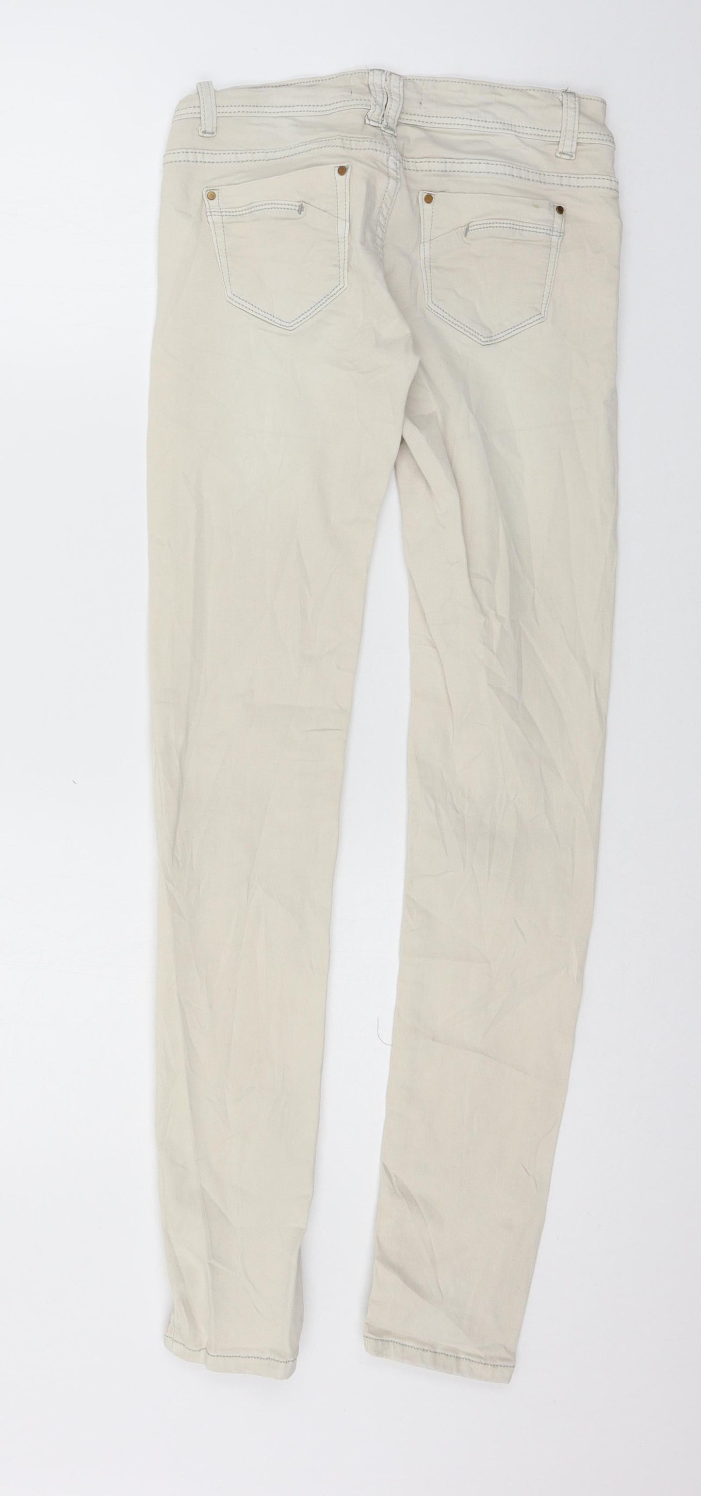 Womens UK Size 8 Monday Regular Fit Skinny Ivory Jeans