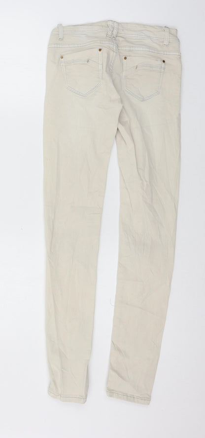 Womens UK Size 8 Monday Regular Fit Skinny Ivory Jeans