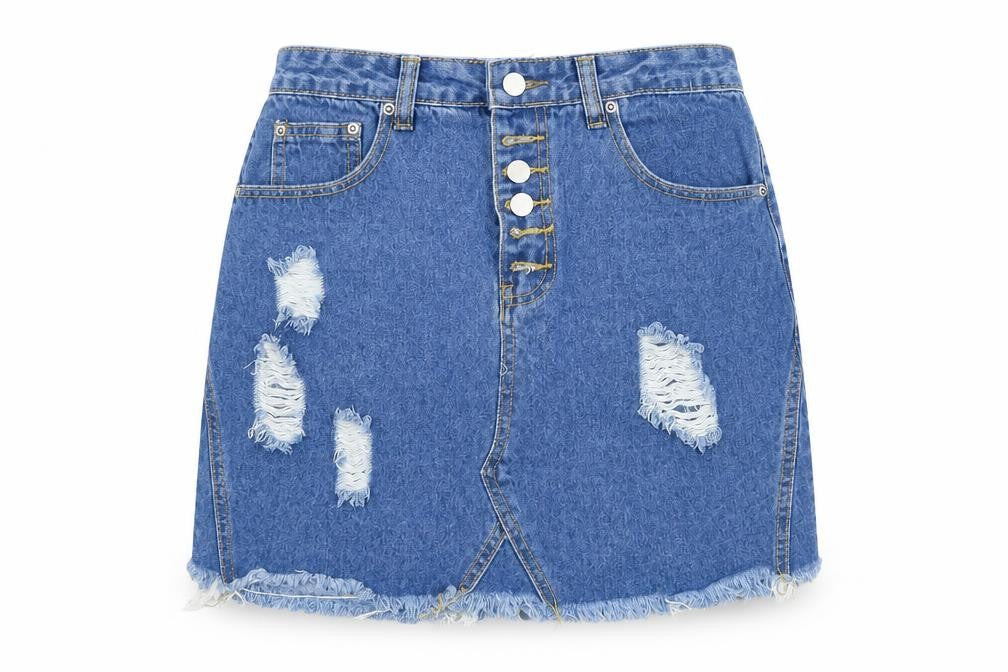 PRETTYLITTLETHING Womens Blue   Mini Skirt Size 8  - ripped skirt