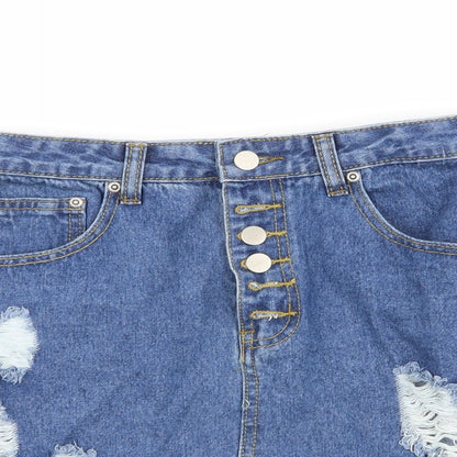 PLT Womens Blue   Mini Skirt Size 8  - ripped skirt