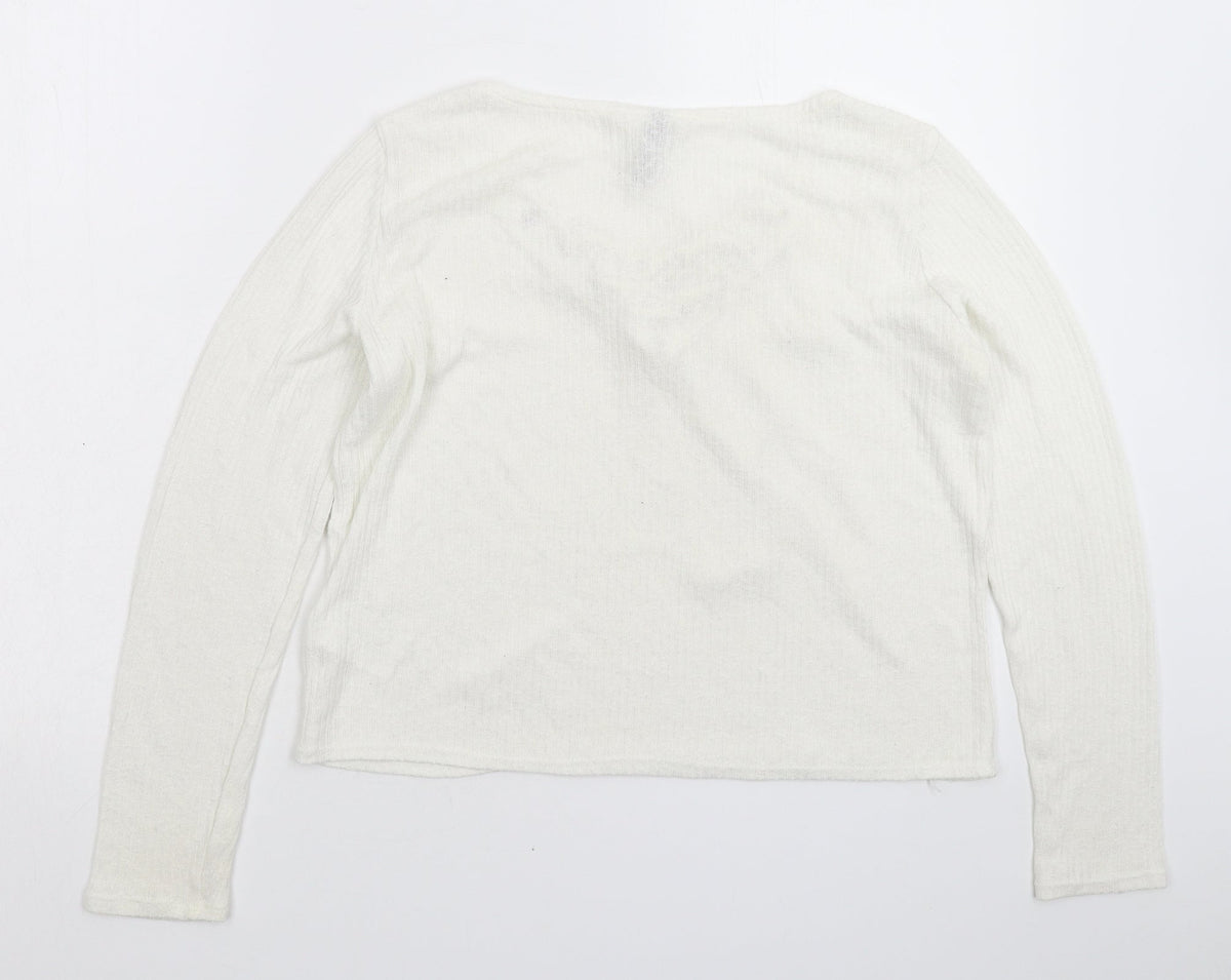 Womens UK Size M Divided White Pullover Jumper