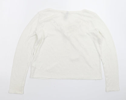 Womens UK Size M Divided White Pullover Jumper