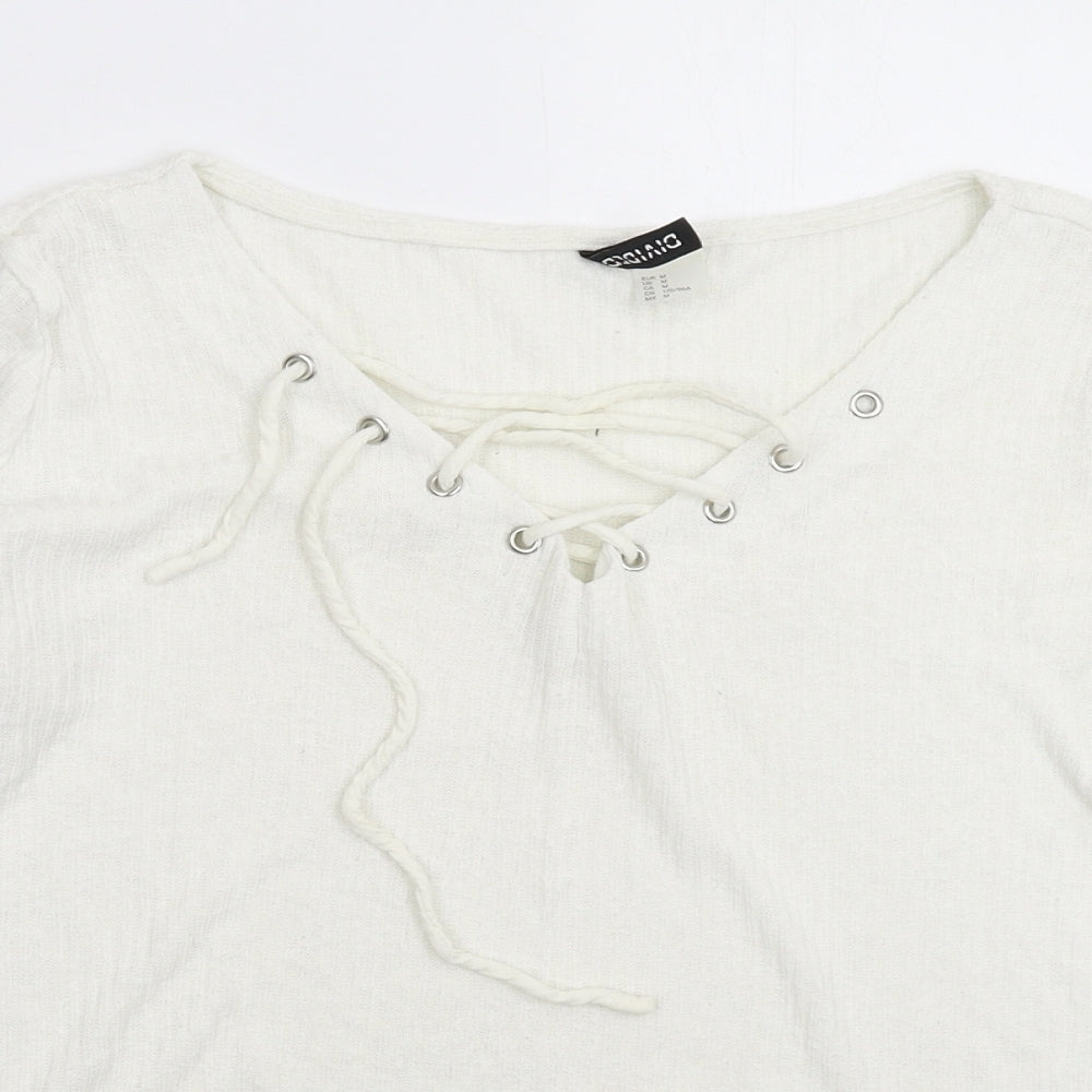 Womens UK Size M Divided White Pullover Jumper
