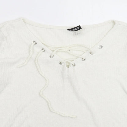Womens UK Size M Divided White Pullover Jumper