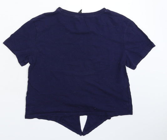 Womens UK Size S Divided Blue Basic T-Shirt