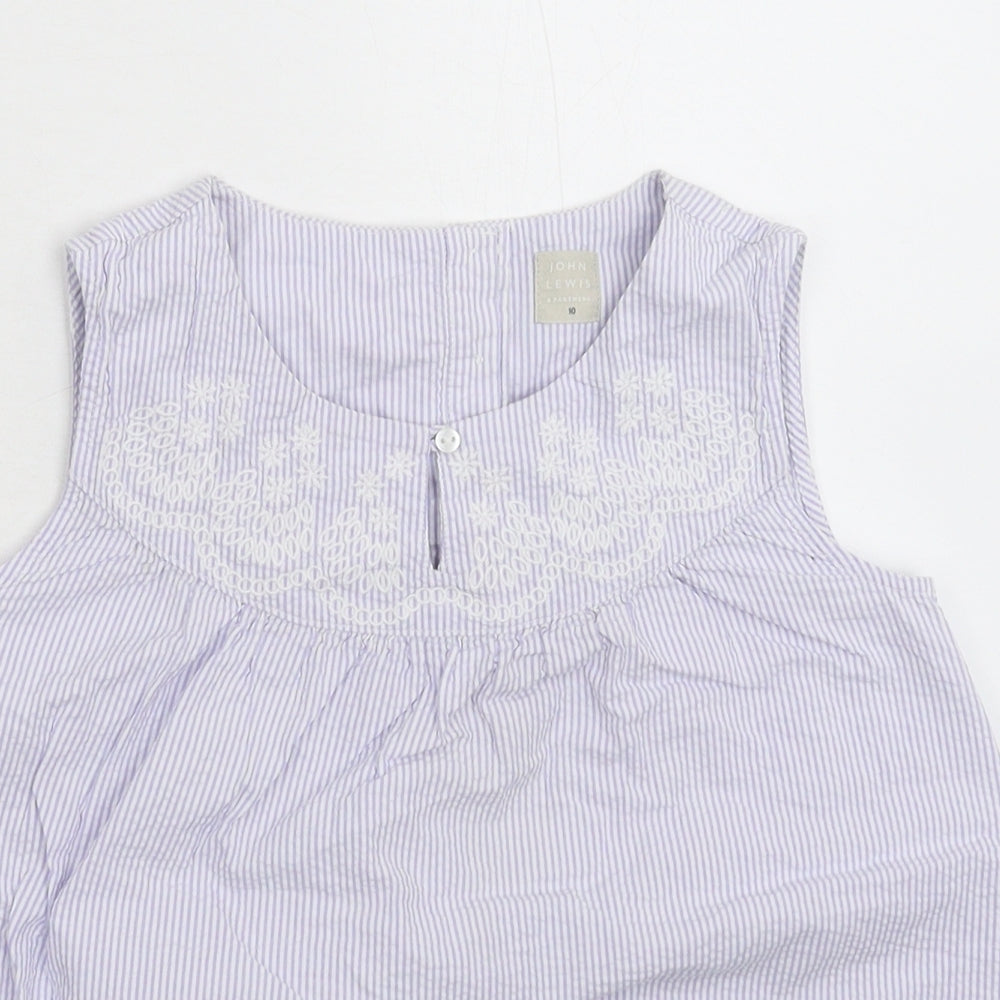 John Lewis Womens Blue Striped  Basic T-Shirt Size 10