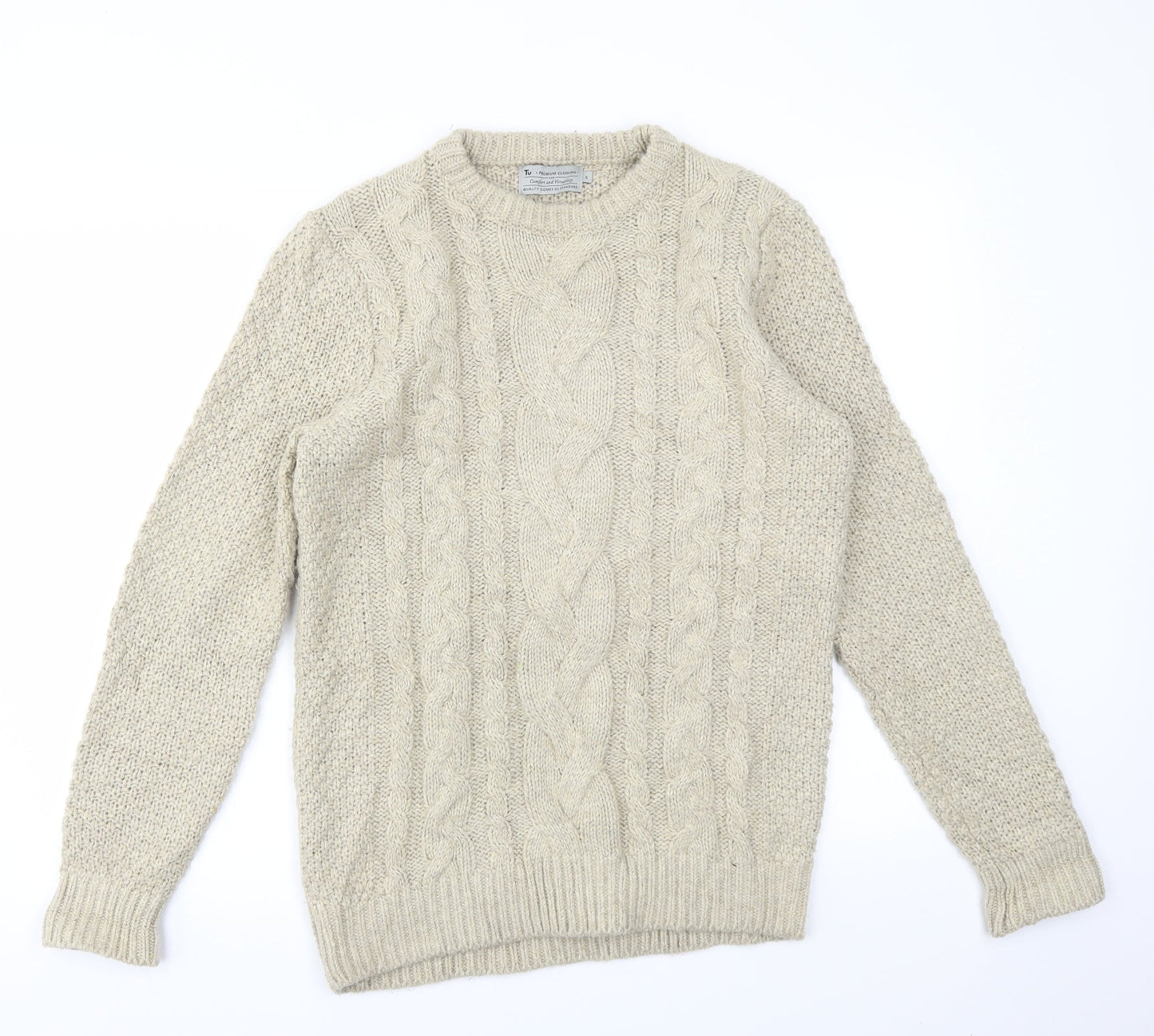 TU Mens Beige   Pullover Sweatshirt Size S