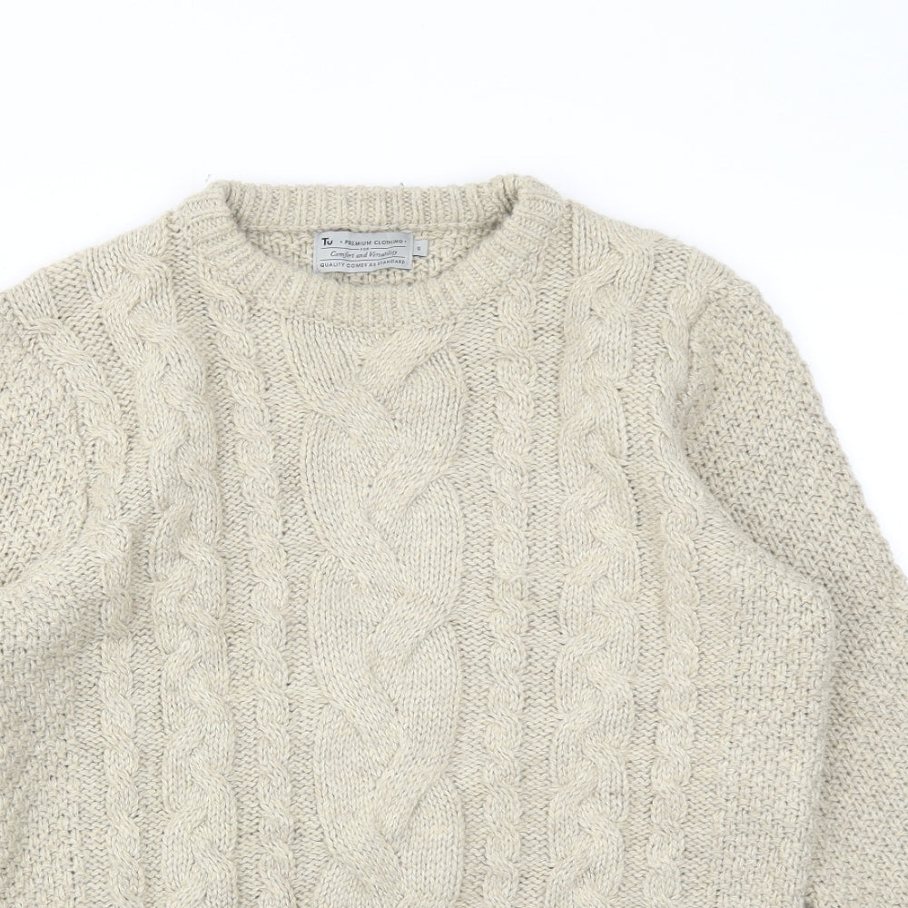 TU Mens Beige   Pullover Sweatshirt Size S