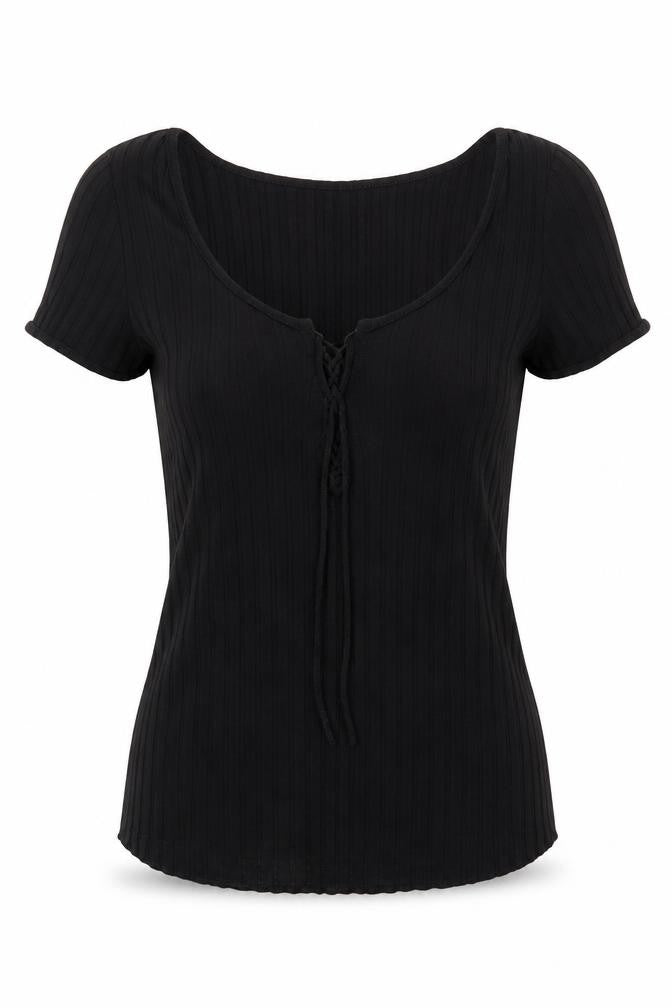 Womens UK Size M H&M Black Basic T-Shirt