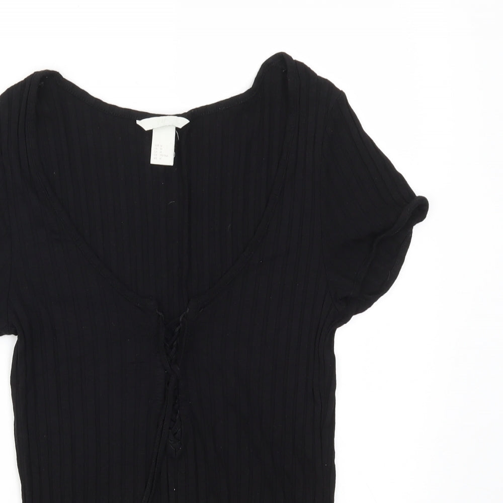 Womens UK Size M H&M Black Basic T-Shirt