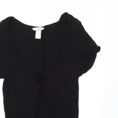 Womens UK Size M H&M Black Basic T-Shirt