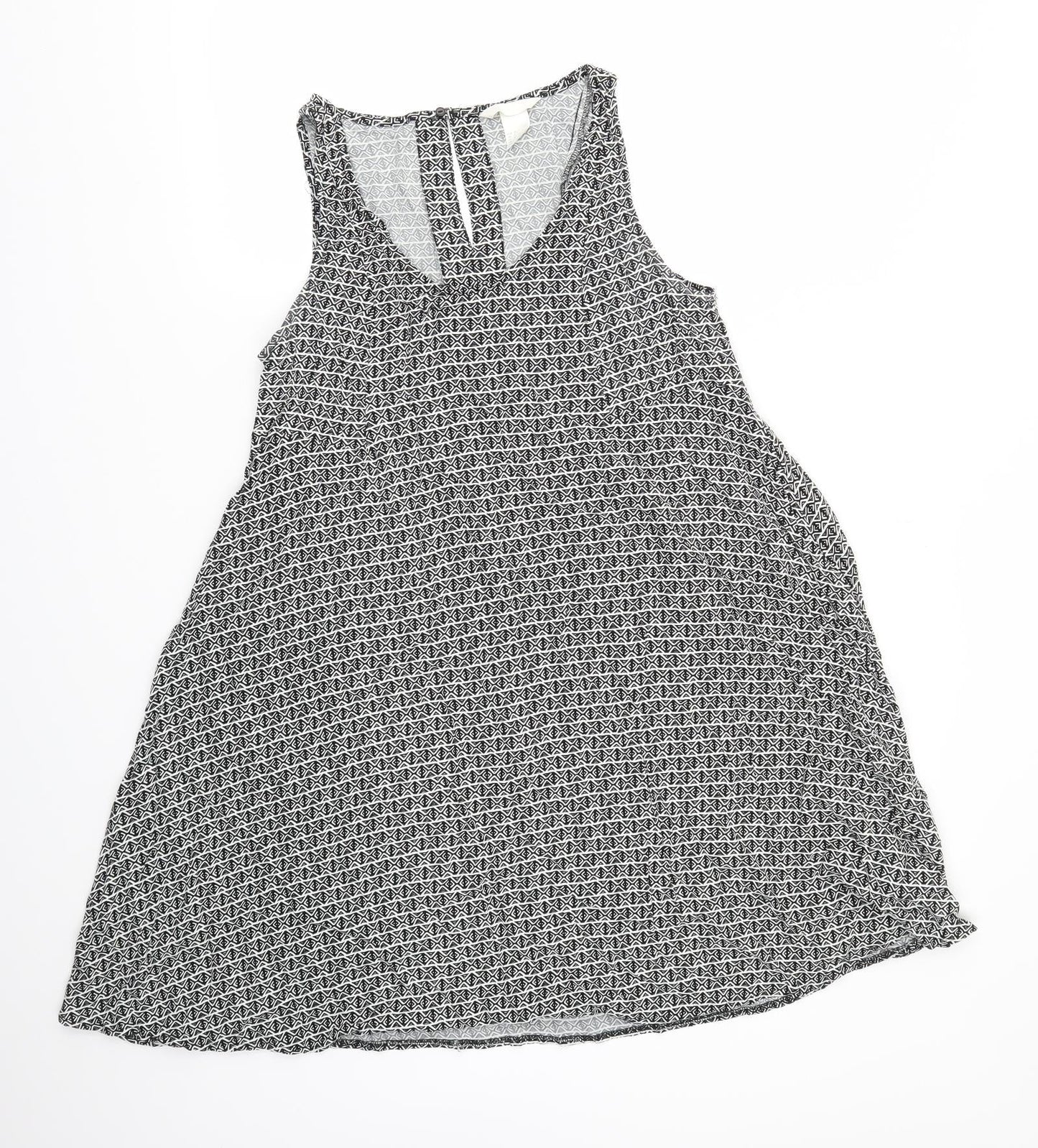 H&M Womens Black Geometric  Fit & Flare  Size 8