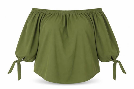 Front view of Abollria women’s green basic blouse, size 2XL