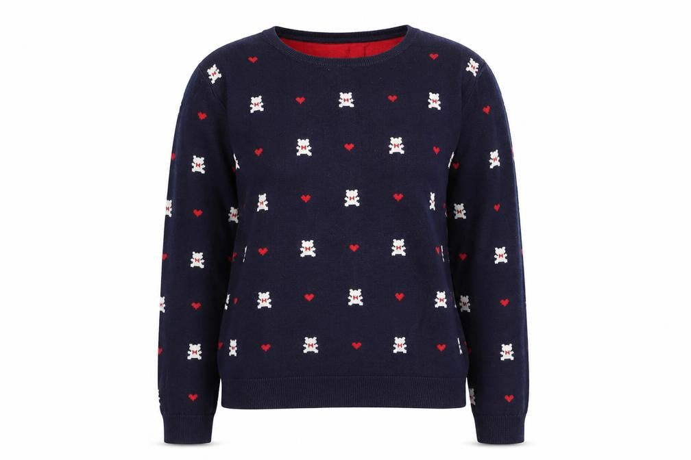 Bossini Womens Blue Animal Print  Pullover Jumper Size S