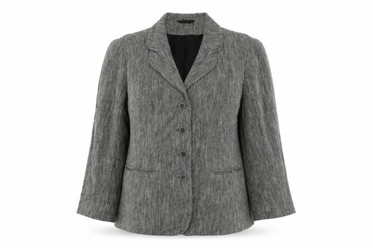Front view of ALEX&CO women’s brown colourblock jacket blazer, size UK 10