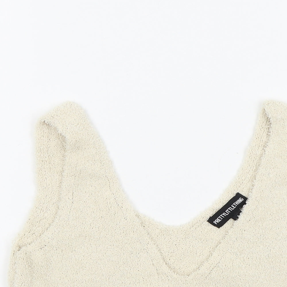 Womens UK Size S PRETTYLITTLETHING Beige Basic T-Shirt