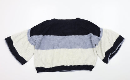 M&S Womens Blue Striped  Pullover Jumper Size M