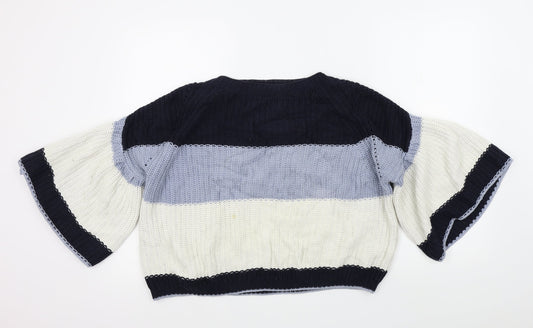 M&S Womens Blue Striped  Pullover Jumper Size M
