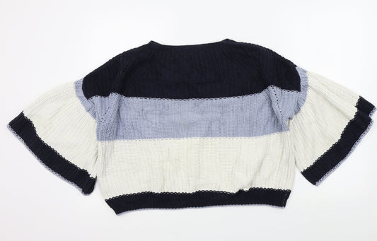 M&S Womens Blue Striped  Pullover Jumper Size M