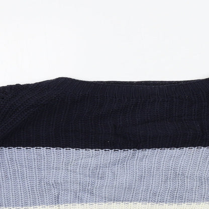 M&S Womens Blue Striped  Pullover Jumper Size M