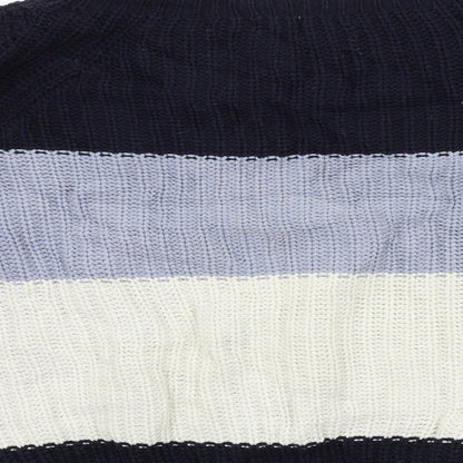 M&S Womens Blue Striped  Pullover Jumper Size M