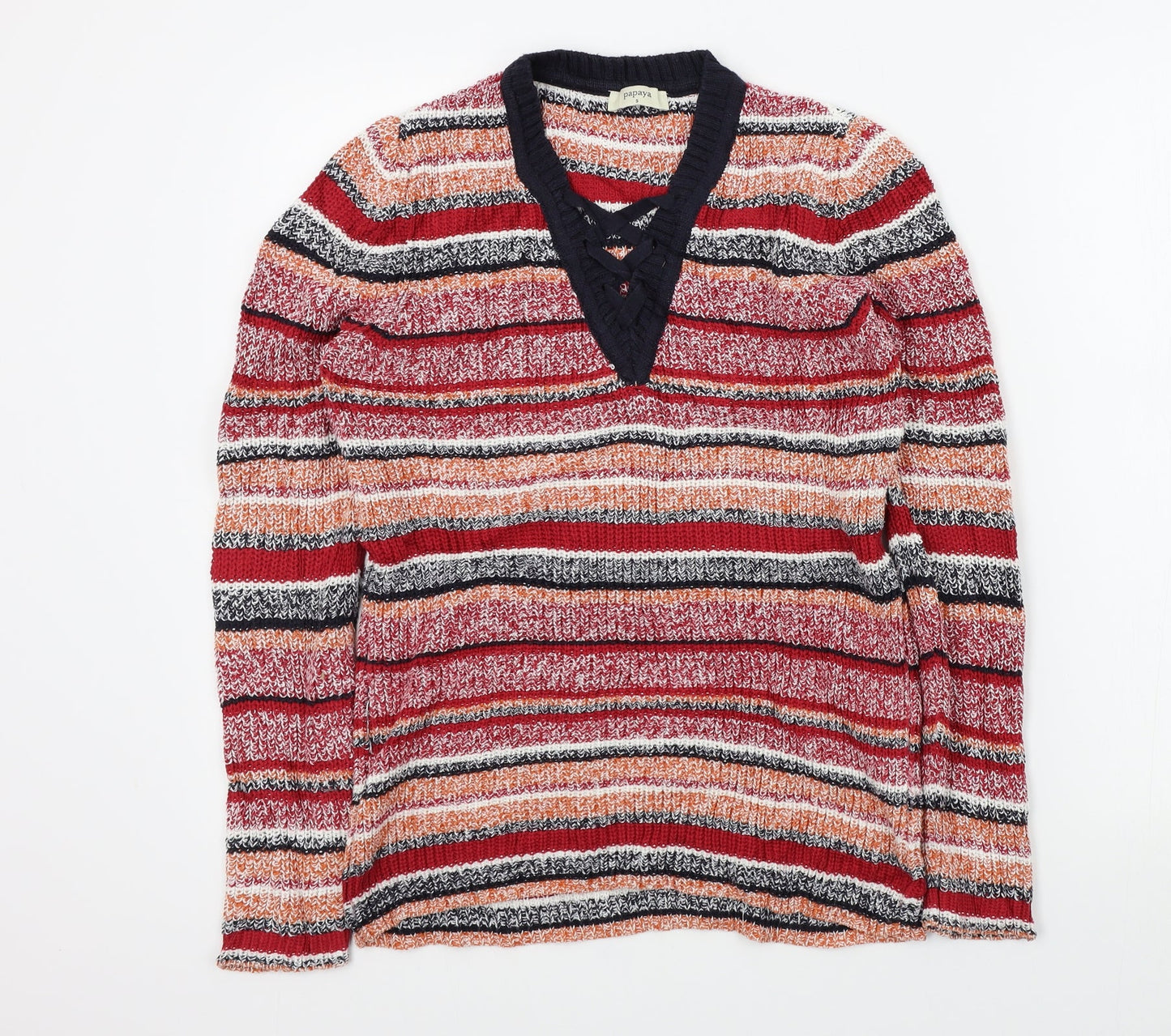 Womens UK Size S Papaya Red Pullover Jumper