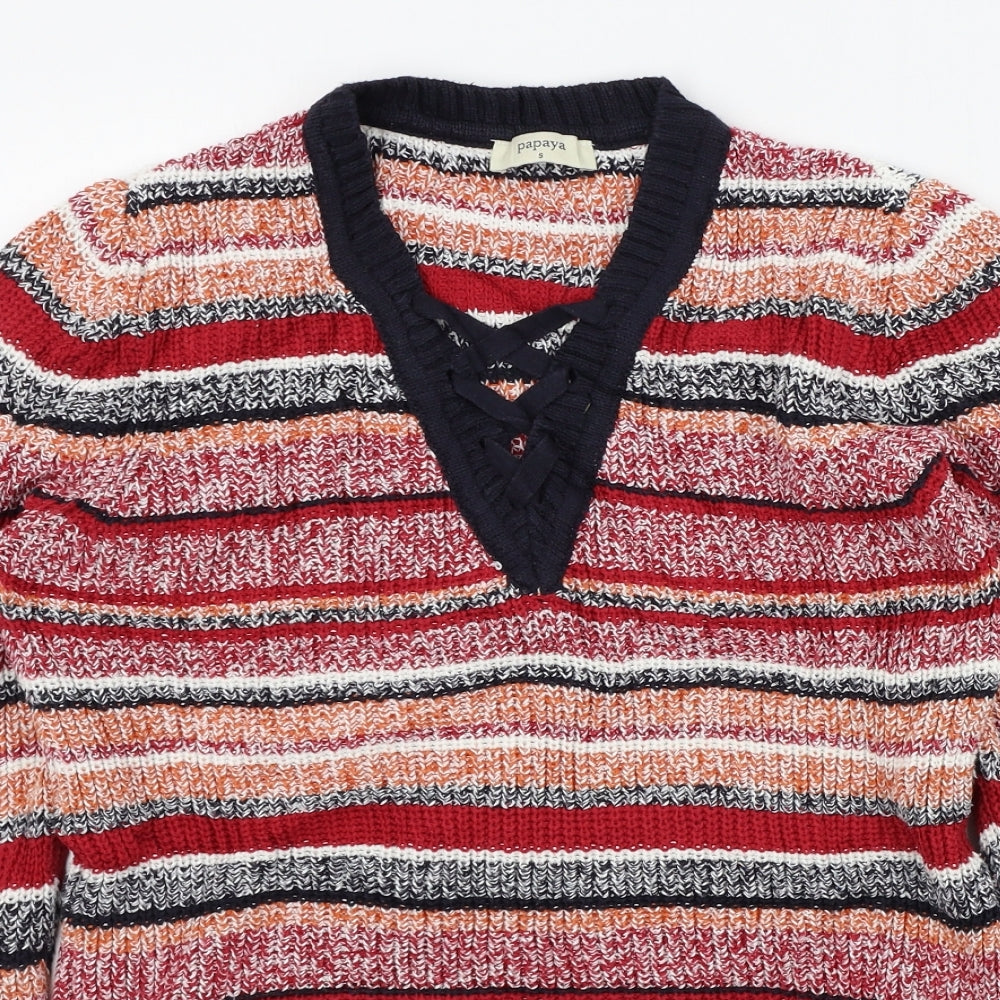 Womens UK Size S Papaya Red Pullover Jumper