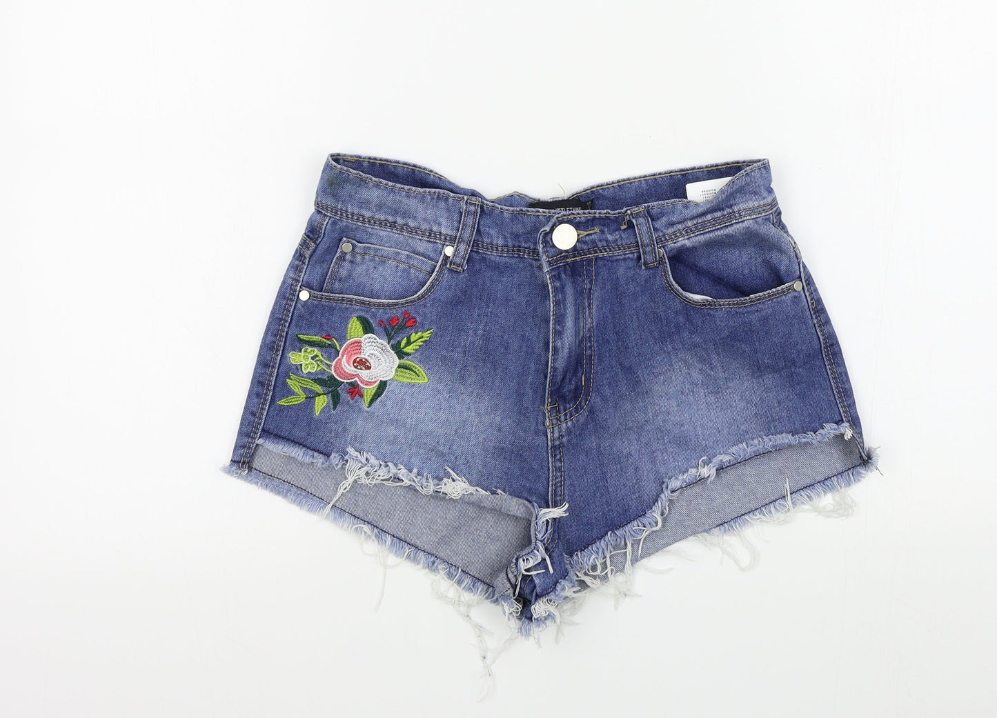 PRETTYLITTLETHING Womens Blue Colourblock  Bermuda Shorts Size 10