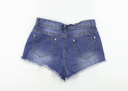 PRETTYLITTLETHING Womens Blue Colourblock  Bermuda Shorts Size 10