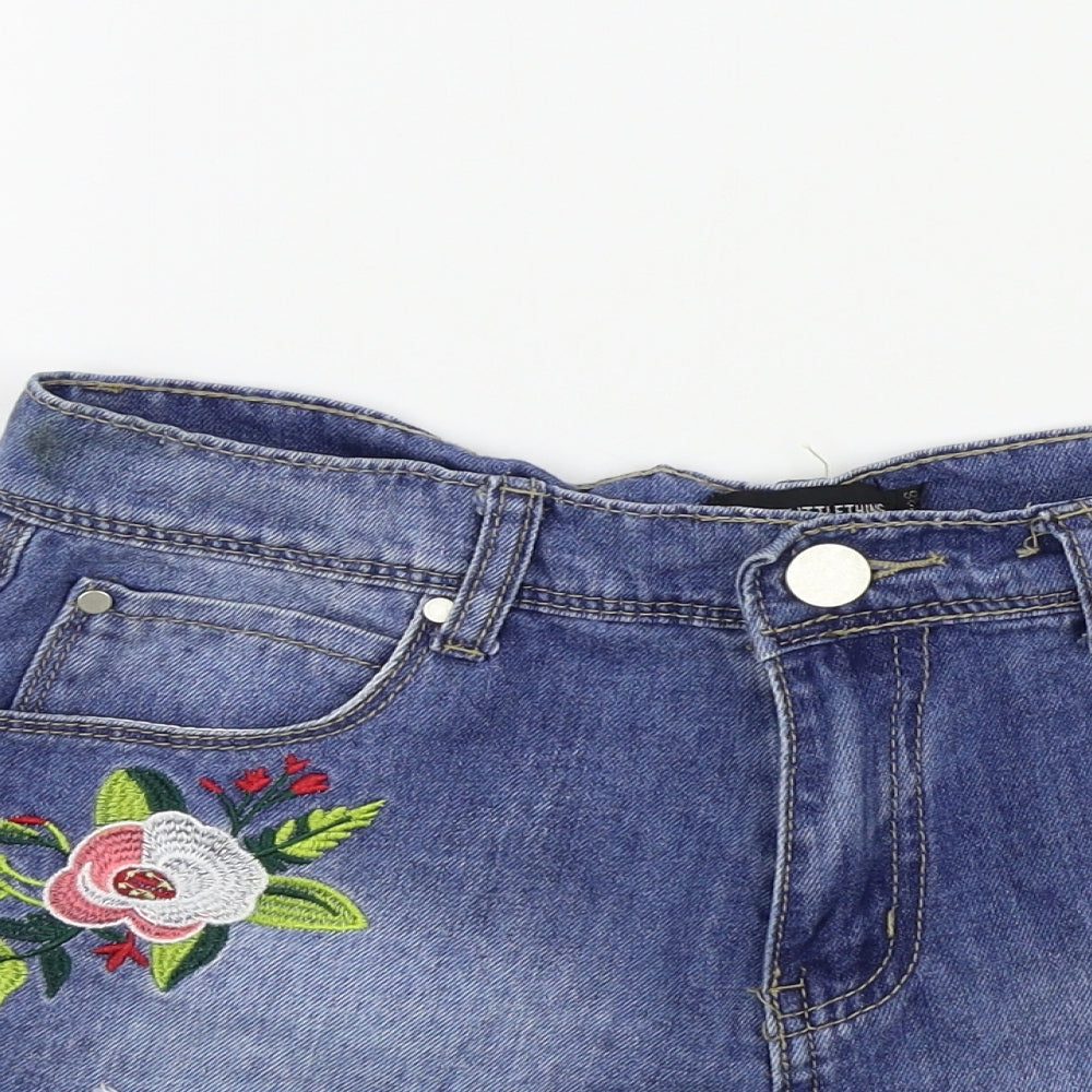 PRETTYLITTLETHING Womens Blue Colourblock  Bermuda Shorts Size 10