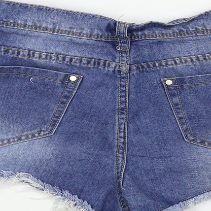 PRETTYLITTLETHING Womens Blue Colourblock  Bermuda Shorts Size 10