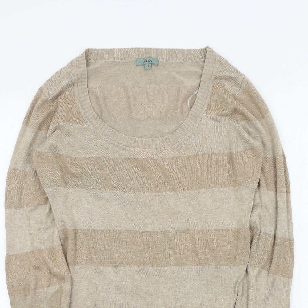 Womens UK Size 12 Therapy Brown Pullover Jumper