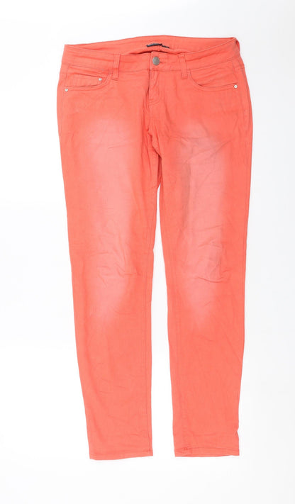 ESMARA Womens Orange  Denim Skinny Jeans Size 12 L29 in