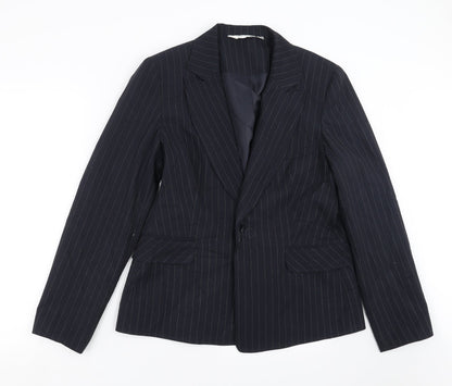 YFN Collection Womens Blue Striped  Jacket Suit Jacket Size 16