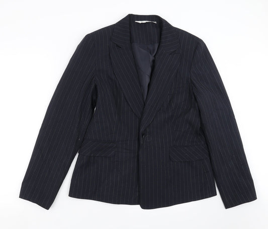 YFN Collection Womens Blue Striped  Jacket Suit Jacket Size 16