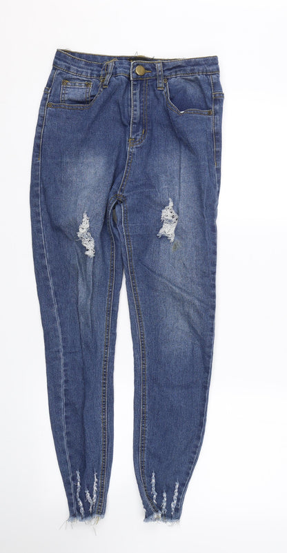 PRETTYLITTLETHING Womens Blue  Denim Skinny Jeans Size 8 L24.5 in
