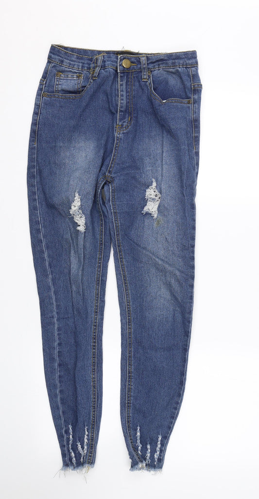 PRETTYLITTLETHING Womens Blue  Denim Skinny Jeans Size 8 L24.5 in