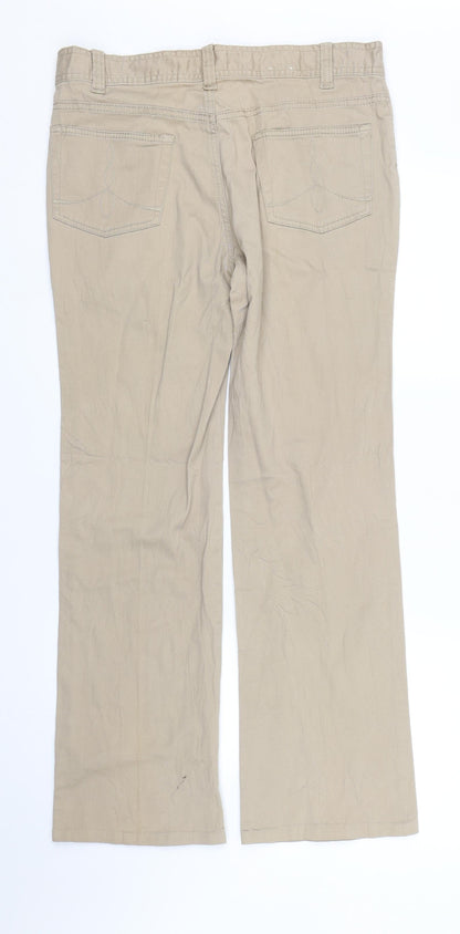 Denim co Womens Beige  Denim Straight Jeans Size 12 L27 in