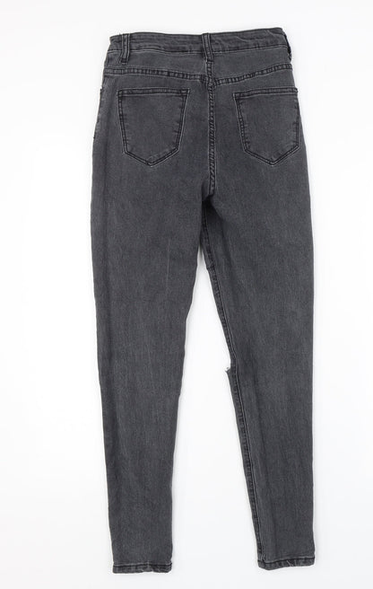 PRETTYLITTLETHING Womens Grey  Denim Skinny Jeans Size 6 L24 in