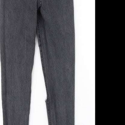 PRETTYLITTLETHING Womens Grey  Denim Skinny Jeans Size 6 L24 in