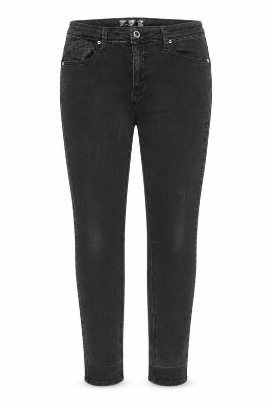 Front view of Denim co women’s black denim jegging jeans, size UK 14, 30-inch leg